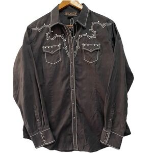 Ariat Western Studded Snap Button Shirt Size L Fitted Long Sleeve Rodeo